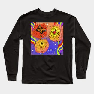 ⭐️ Zany for Queen Lime Orange Blush Zinnias ⭐️ Long Sleeve T-Shirt